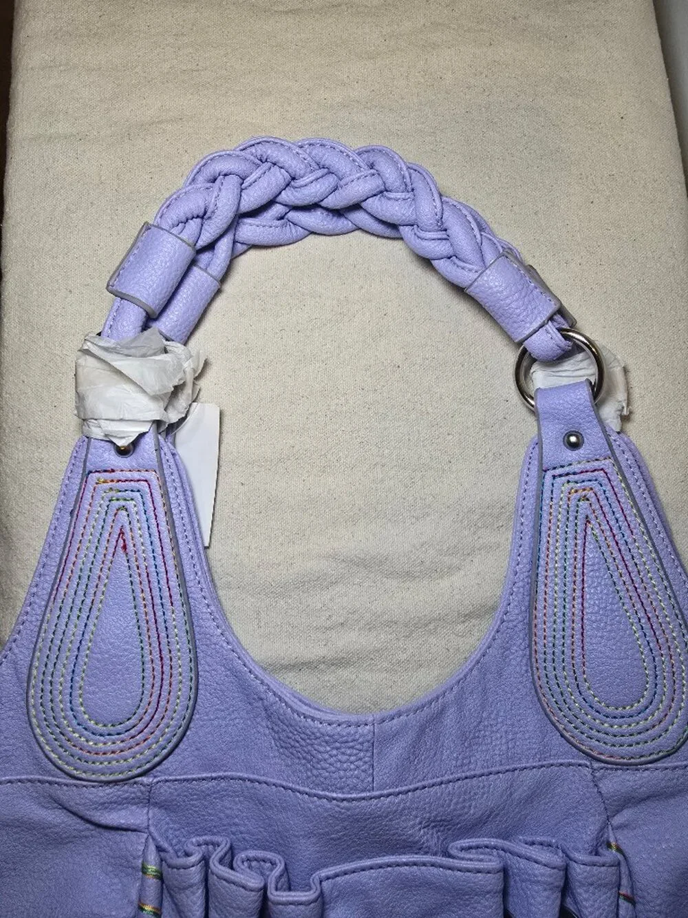 Lavender Multi-pocket Hobo Shoulder Bag